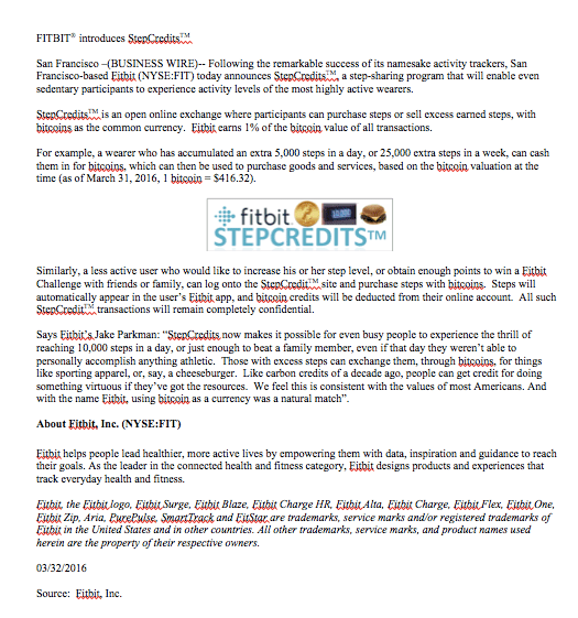 FITBIT® introduces Step CreditsTM